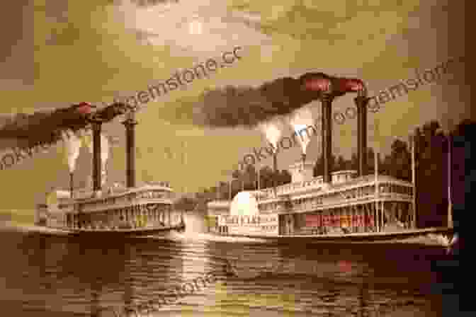 Paul Bonnet On The Mississippi River In A Steamboat, Surrounded By A Group Of People Life On The Mississippi PAUL BONNET